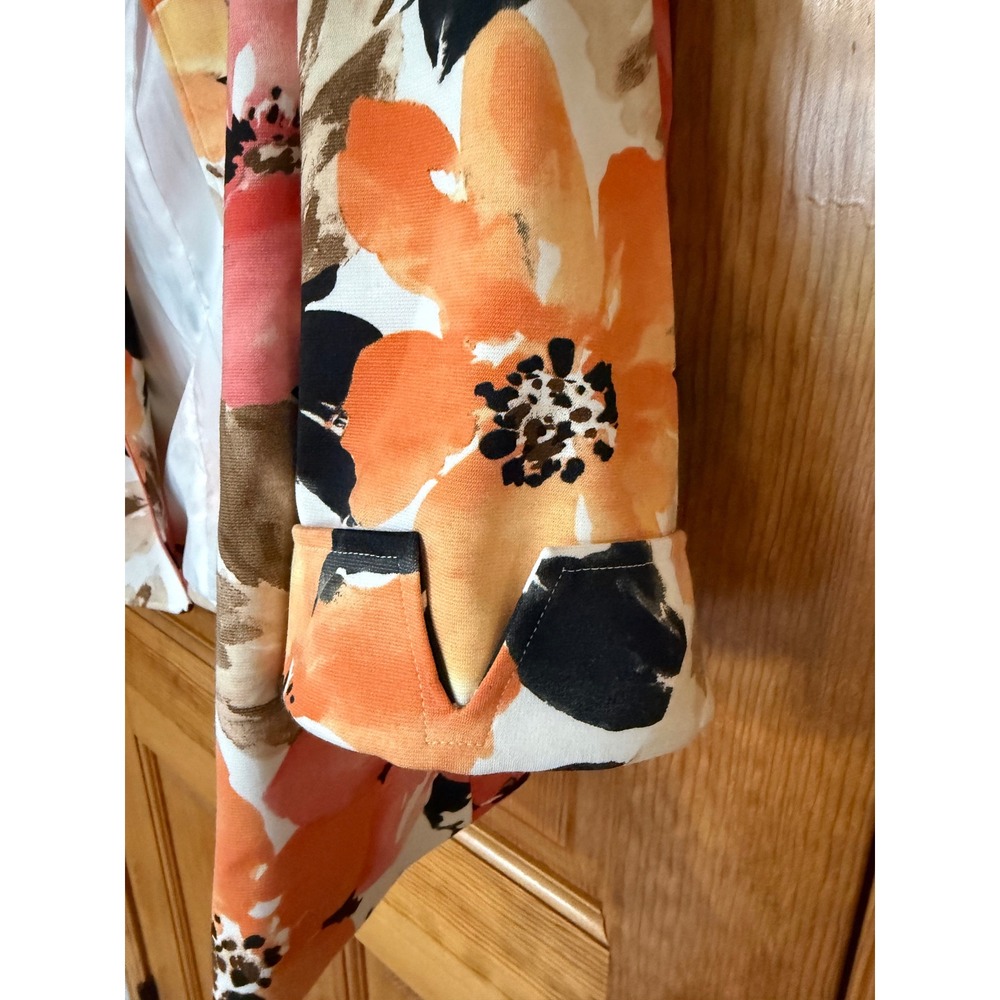 Alfred Dunner Floral Blazer Orange Coral White 3/4 Sleeve Jacket Plus Size 18W - Picture 4 of 5